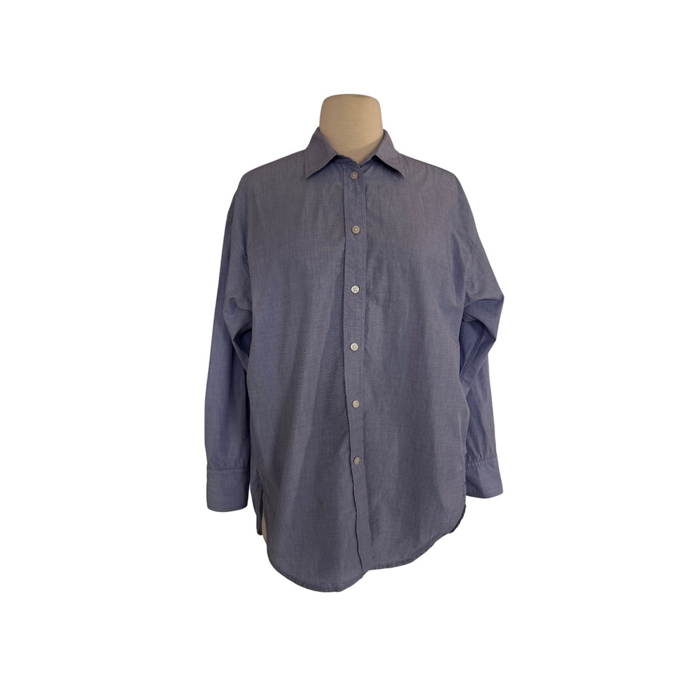 J. Crew Light Blue Cotton Button Down Shirt Long Sleeve Relaxed Fit Womens SZ 6
